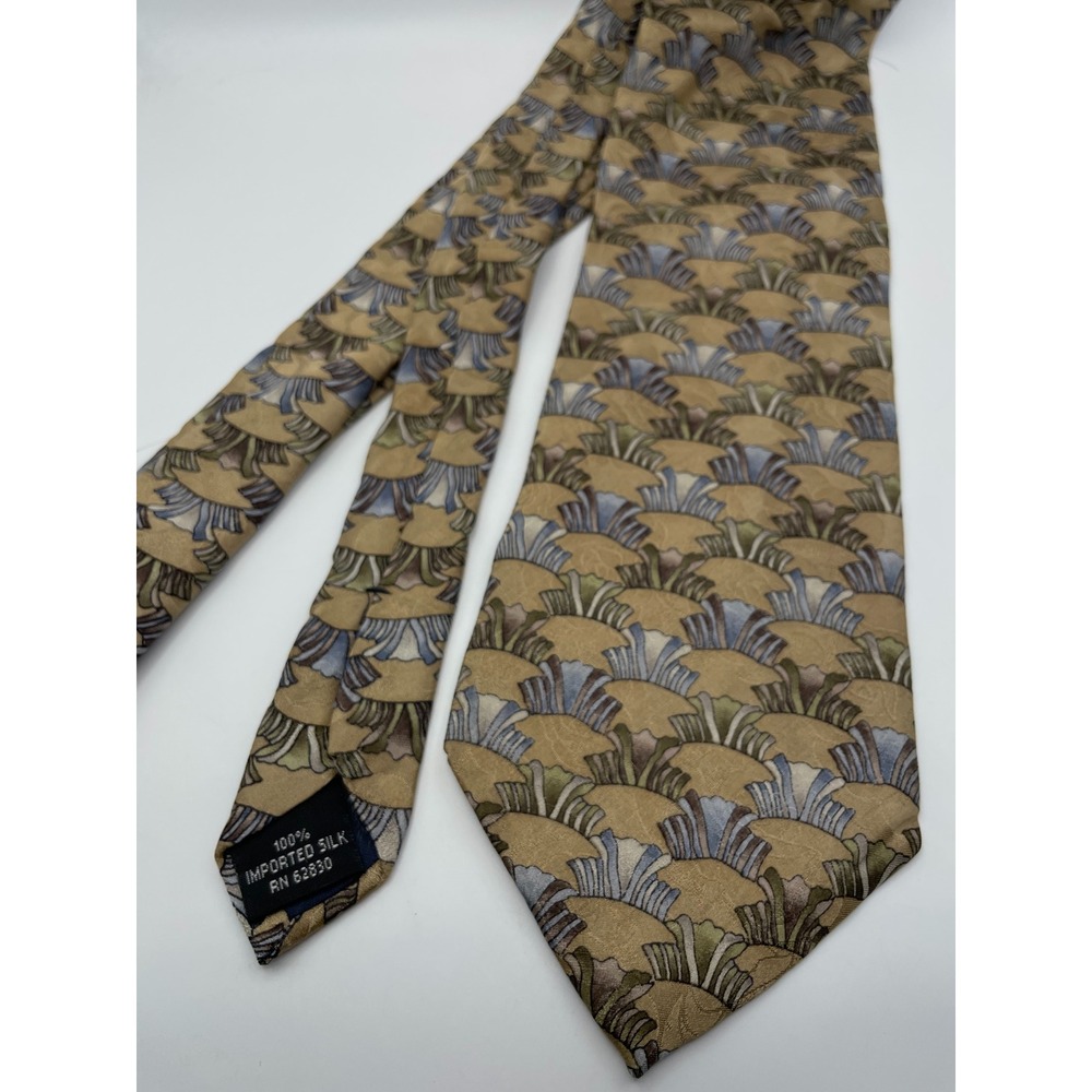 J. Garcia Collectors Edition Silk Tie Gold Blue Art Deco Fan Pattern RN 62830